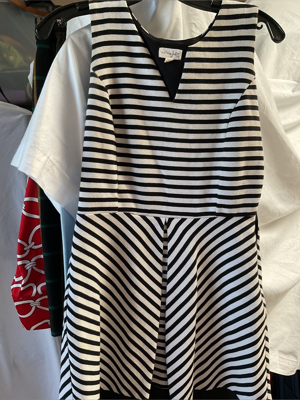 Striped Black and White Sleeveless Fit & Flare Dress